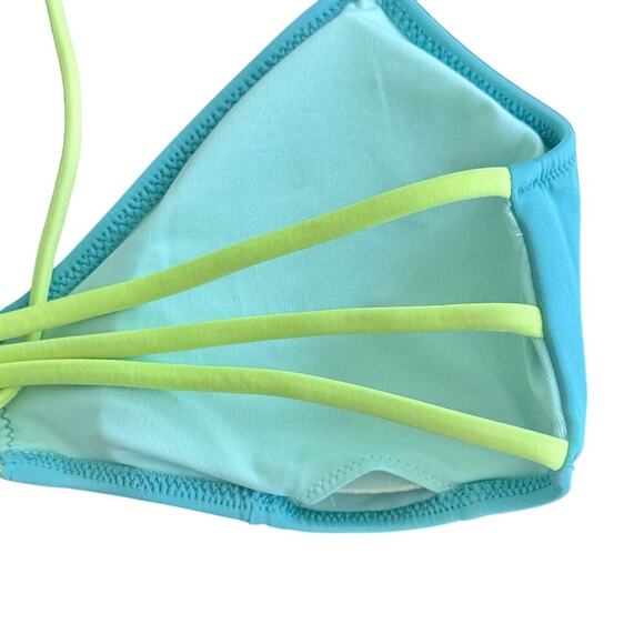 VICTORIA’S SECRET Vibrant Turquoise and Yellow Strappy Bikini Top Sz M - Picture 6 of 10